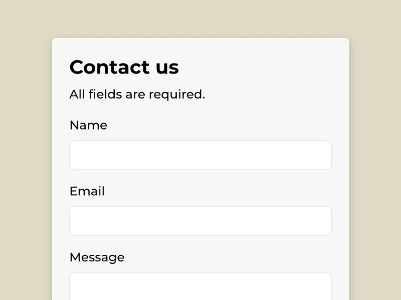 Contact form on a website