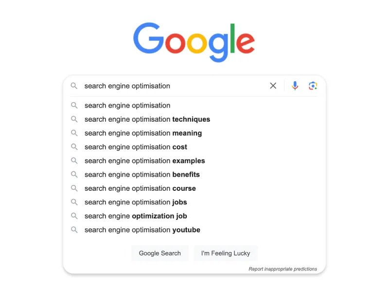 Search bar containing query 'search engine optimisation'